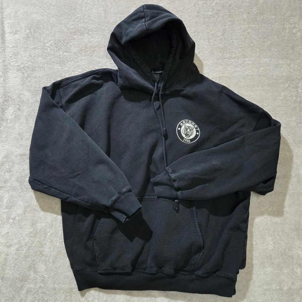 Brandy Melville Tiger Graphic Hoodie Black Oversized Streetwear Y2K Urban Skater